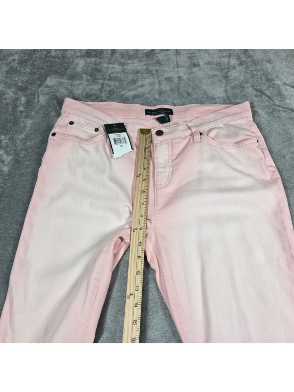 Lauren Ralph Lauren Jeans Womens 10 Washed Pink Ombre Modern Skinny Preppy NEW - Picture 9 of 10